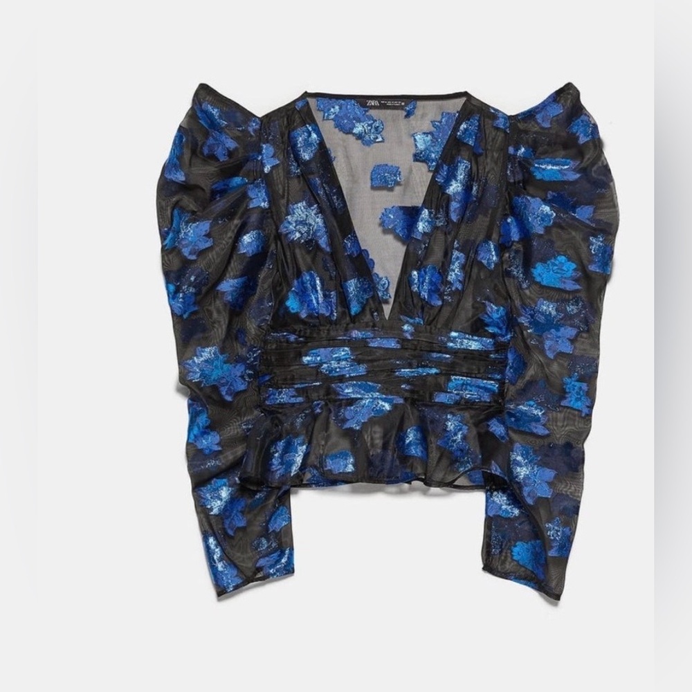 Blue metallic top